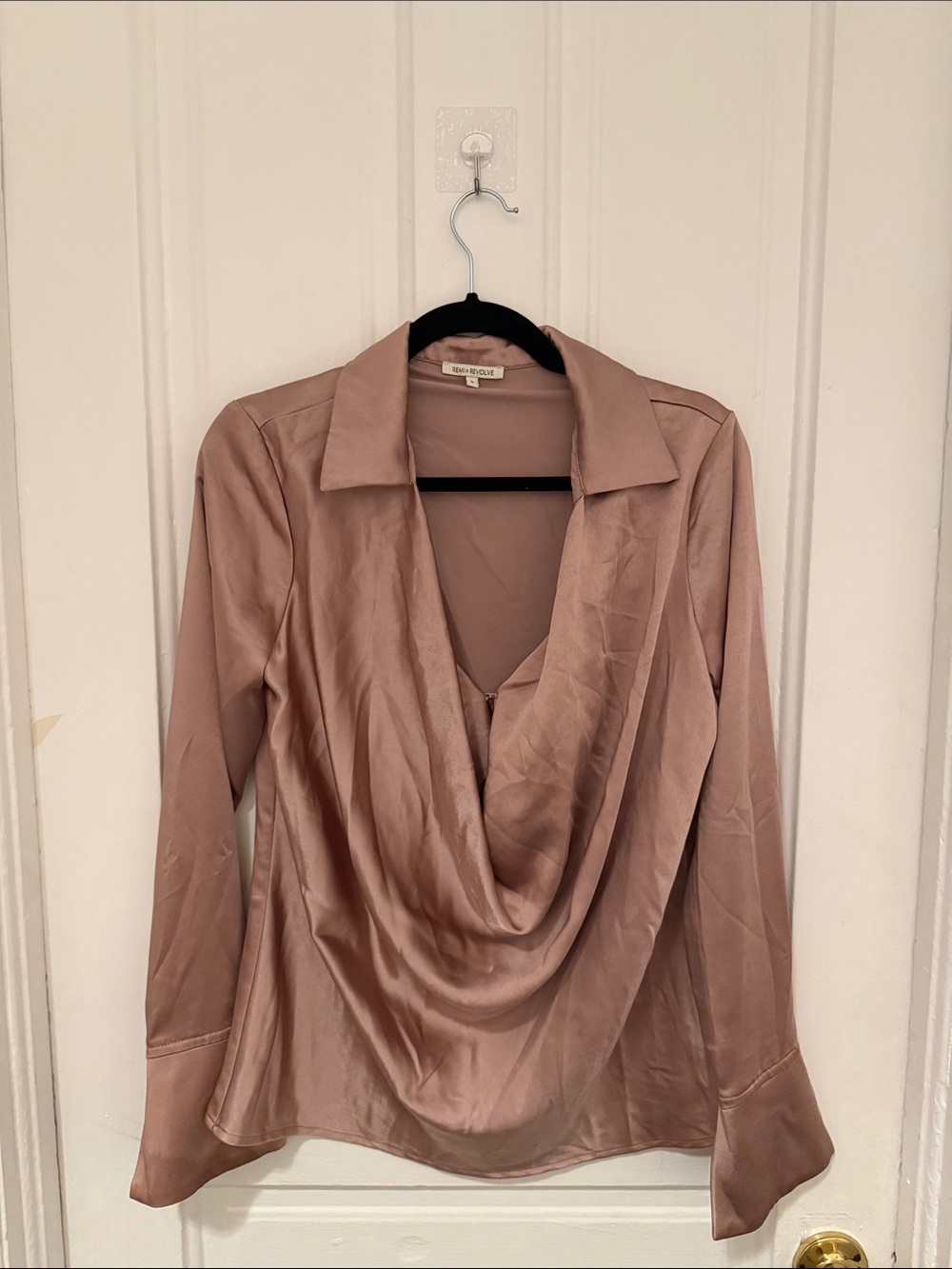 Revolve Dusty Rose Satin Drape Top